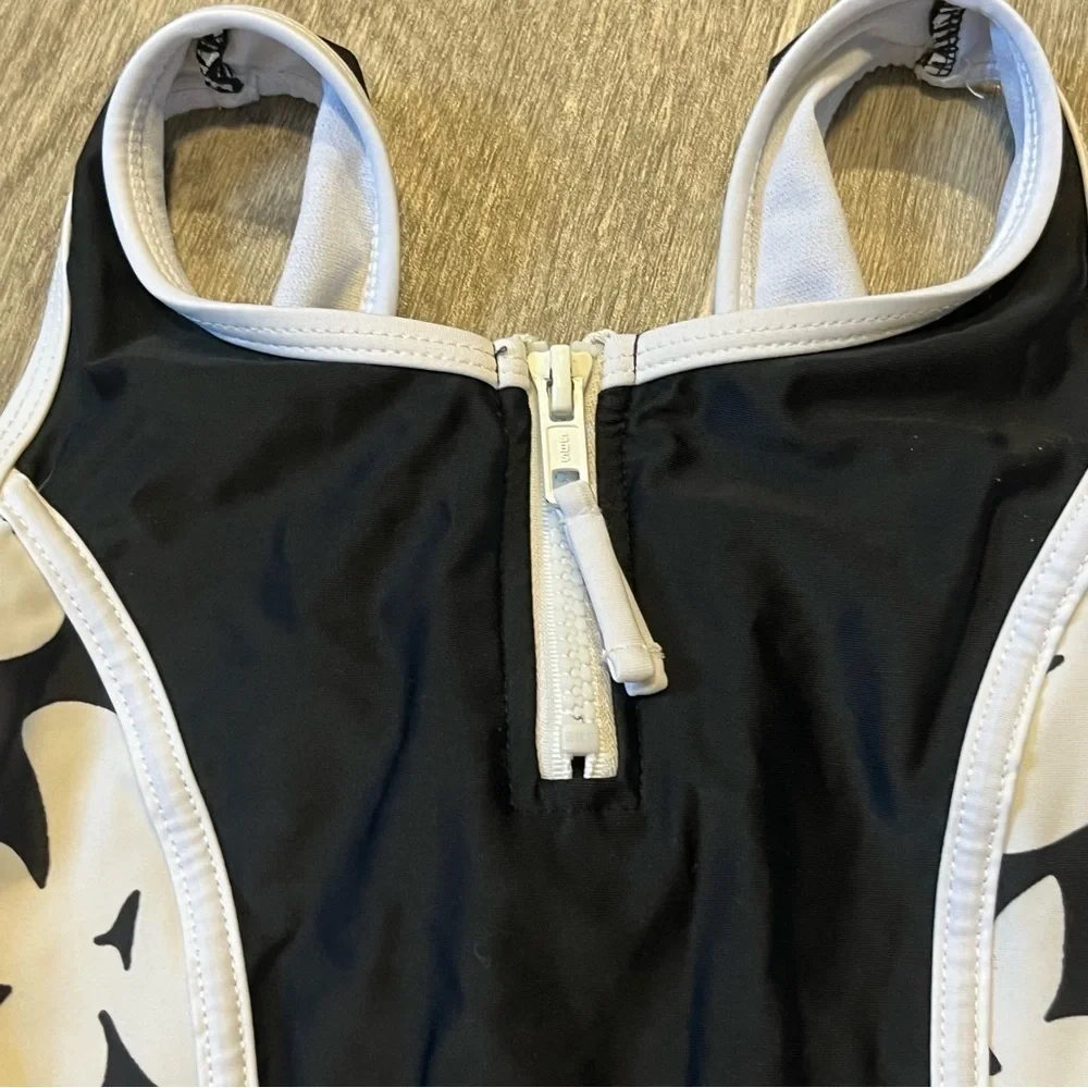 Raisins Black & White Floral Sporty One Piece Swimsuit